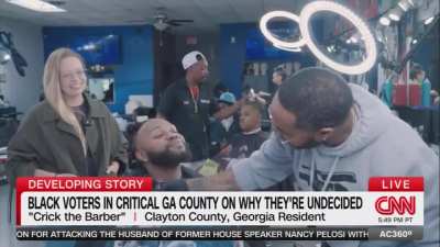 Incredible moment on CNN: over the course of 40 seconds, a Georgia voter reasons himself to the conclusion that a woman actually can be president