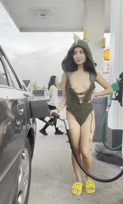 Cutie at gas station