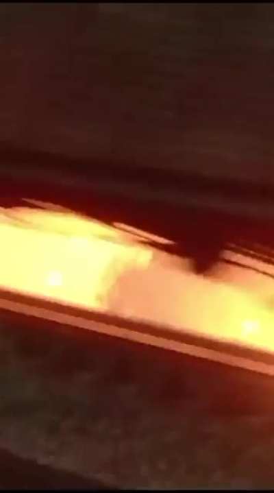 A closer video of the orc military fuel train going next to the fire. Not catching the fire in the video, but unknown what happened next.