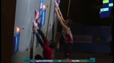 Women's speed climbing record got smashed, in under 7 seconds