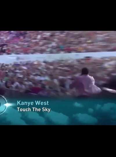 Kanye running across stage while performing “Touch the Sky”