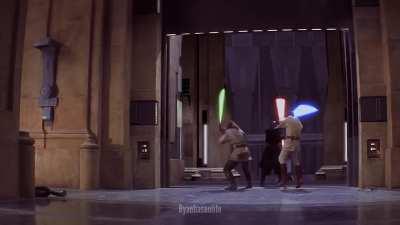 Darth Maul kicks Obi-Wan