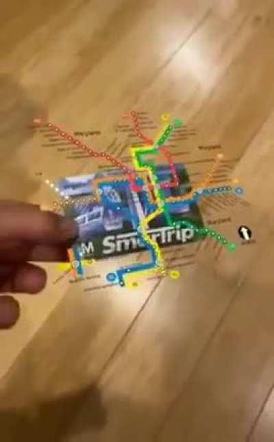 Washington DC new Metro pass displays the Metro map in augmented reality when you look at it with your phone or smart glasses