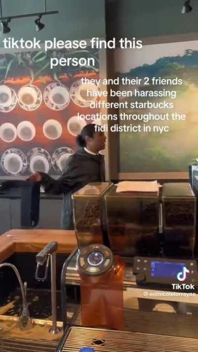 Harassing Starbucks employees, making a mess and saying âClean up B!tchâ