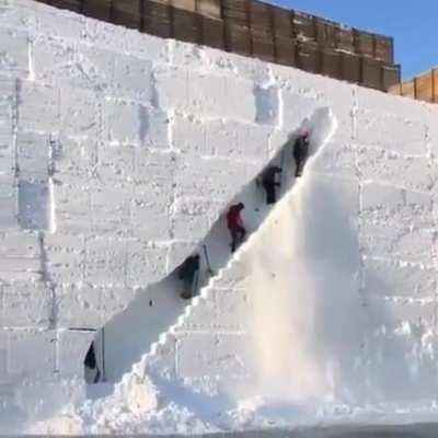 Digging a snow tunnel