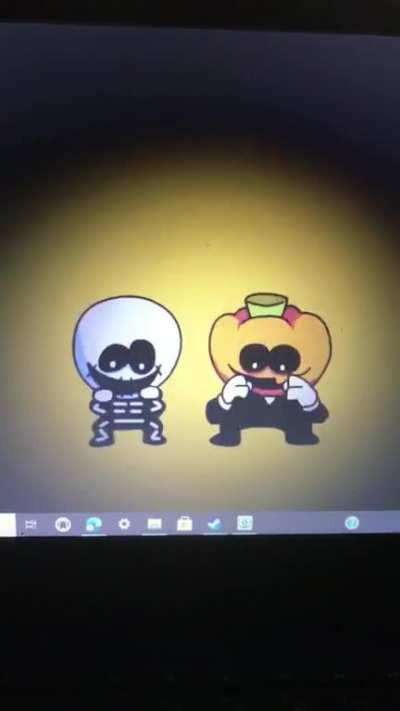 My animated background of skid and pump doing the spooky month dance with south playing!