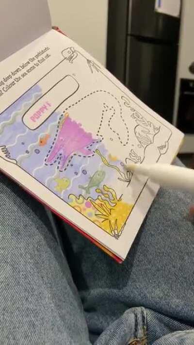 Colouring in my nephews magic ink book