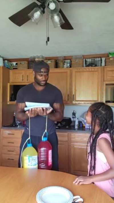 Adorable little girl pulls clever prank on daddy. Dad can't even be fully mad, he's honestly impressed.