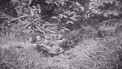 U.S marine shooting wounded Japanese soldier in Okinawa. Graphic.