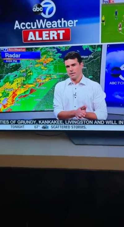 Weatherman reacts to being kicked off the air for the Euro’s in the middle of an active tornado