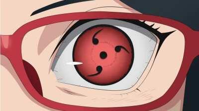 Sarada with a cherry blossom Mangekyou Sharingan