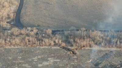 Ukrainian drone captures the sustained harassment of an entrenched separatist trench with mortars, BMPs, and recoilless rifles - 1/31/20