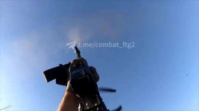 First person footage from a Russian showing him failing to shoot down a Ukrainian drone.  