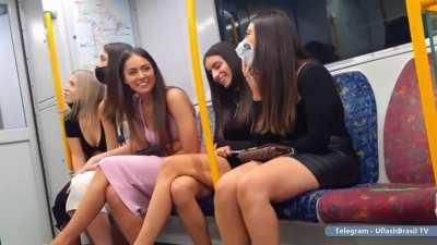 Teens reacts big dick in train