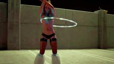 Hula hoopin at night outdoors