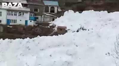 Better footage of today's avalanche in Dagestan. Different angle, still shake, at least horizontal.