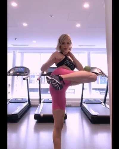 Pom Klementieff exercising