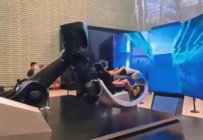 This gaming station built with a Kuka industrial robot.