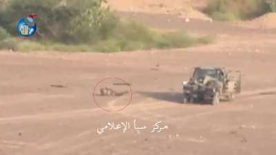 Yemeni Army destroys Houthi Vehicle with ATGM The driver is immediately dead co-driver gets badly wounded [Marib Front] [2021]