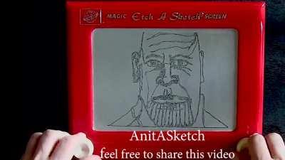 I tried making Thanos with an Etch-a-Sketch. Oh snap.