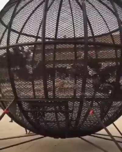 These guys are mortar cycling in a sphere