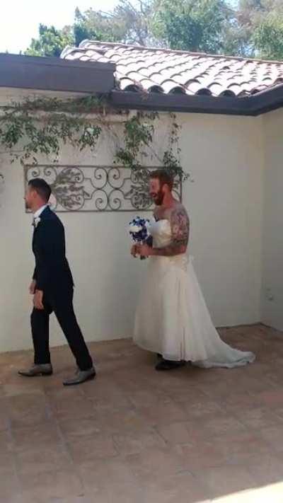 Groomsman surprises Groom during first look!