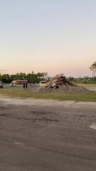 Lighting a school bonfire for the kids