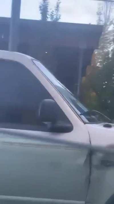 Crazy road rage video out of Portland, Oregon shows driver confronting another driver with a sword, then as the man with the sword walks away, the man who was being threatened goes to his trunk and grabs a rifle!