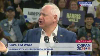 Tim Walz - Donald Trump's running mate Elon Musk &quot;is on that stage jumping around skipping like a dipshit&quot;