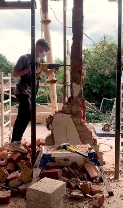 Drilling while under loose bricks