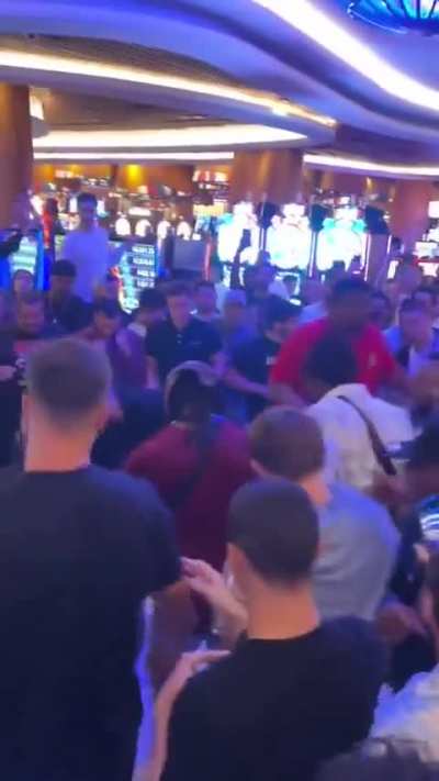 UFC fighters fighting in the casino. 