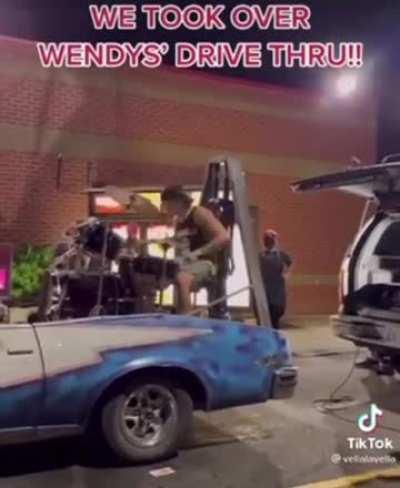 Stopping an entire businesses drive-thru to play your shitty music.