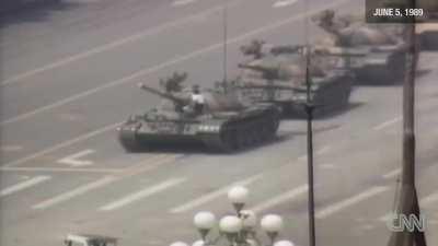 On June 5, 1989, an unidentified Chinese guy stood in front of a column of tanks leaving Tiananmen Square in Beijing, the day after the Chinese government's deadly crackdown on the Tiananmen protests. It is widely regarded as one of the most iconic photog