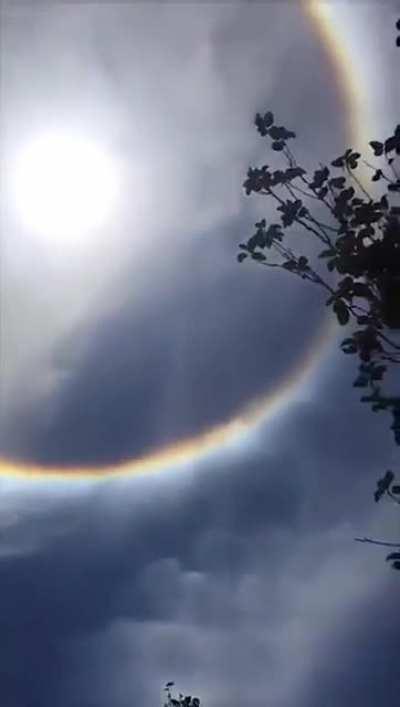 This happens when light interacts with ice crystals in the atmosphere.