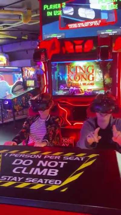 My first time on this VR game (I’m on the left)