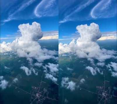 An amazing giant's perspective of clouds. I staggered the timing for the left and right to get the effect.