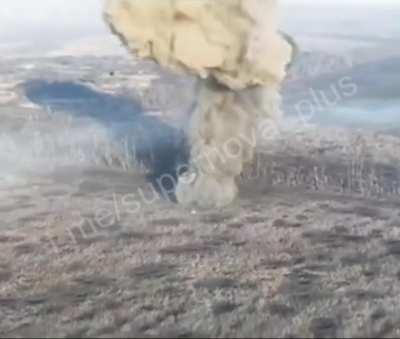 Ukrainian shell evaporates a Russian soldier.