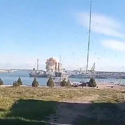 Ukrainian OWA drone hit Russian ship in Caspian Sea port of Kaspiysk