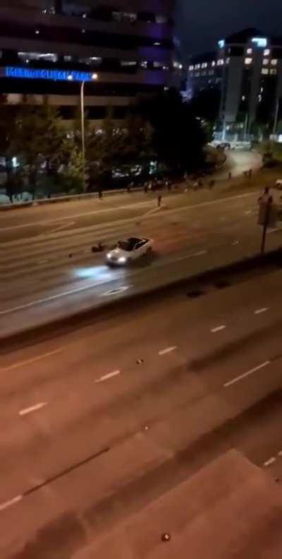 HMFT after blocking the road and standing in the only possible path