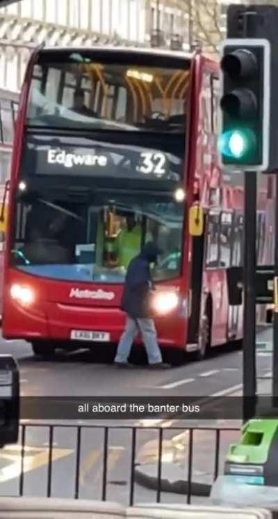 bus driver pretends to let him on and drives off XDD