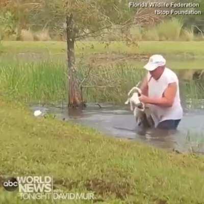 74 y/o Florida man saving his 3 m/o puppy without losing his cigar