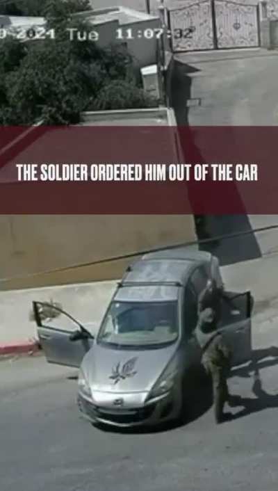 In the illegally-occupied West Bank, an Israeli soldier & two settlers pulled up a Palestinian driver and took his car, in what appeared to be a robbery in broad daylight