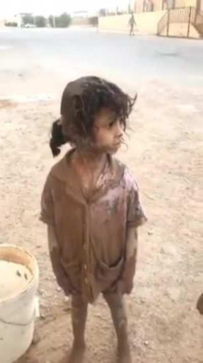 While playing with sand and water, a mud bath ensued.