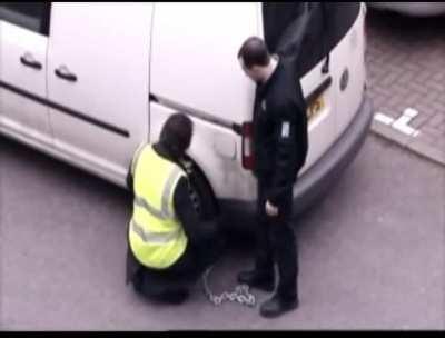 Car booter gets booted by prankster.