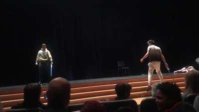 Two guys at my school did a reenactment of the Anakin vs Obiwan duel for the talent show