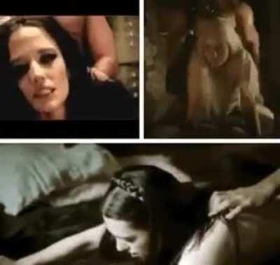 Three Queens Eva Green, Emilia Clarke, and Katie McGrath getting fucked like common whores