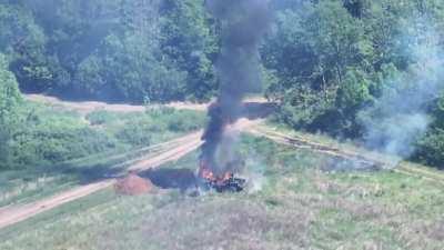 Excavator that was being used to fortify Russian army positions in the direction of Volchansk was destroyed by drone operator from the Russian Freedom Legion (Russians against the Russian government) Published on June 13, 2024