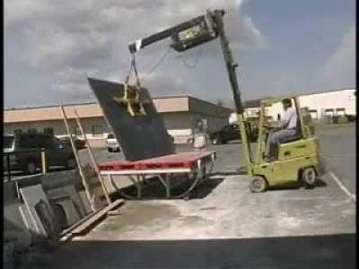 Moving granite with a forklift