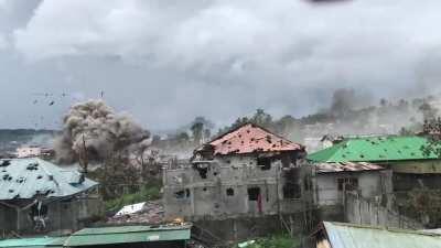 Various airstrikes during the ISIS-linked lead siege of the city of Marawi in the Philippines 2017