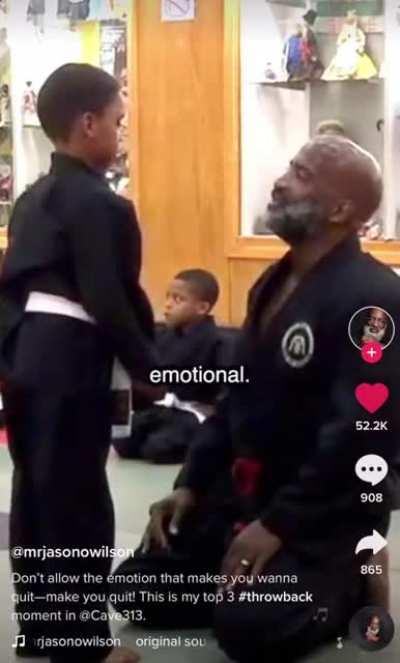 Excellent mentor to kids. Only the strongest people can actually face and deal with their emotions. Use that anger to overcome, boy !